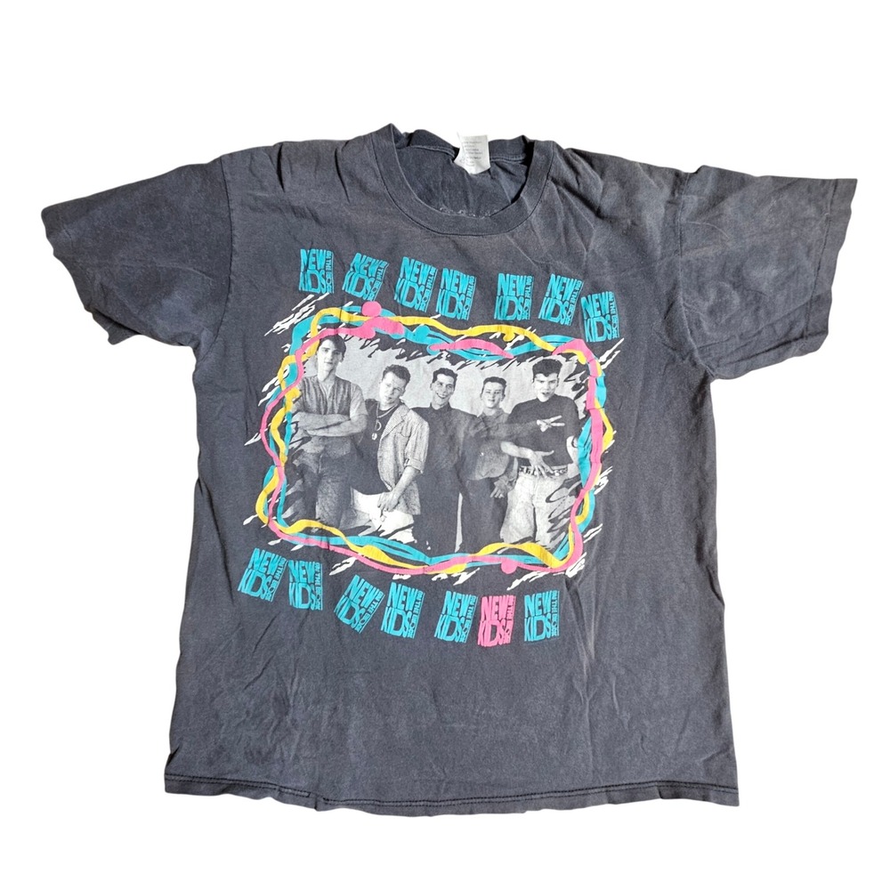 Vintage 1989 New Kids on the Block Tour Graphic Shirt L Hanes Single Stitch 80s
